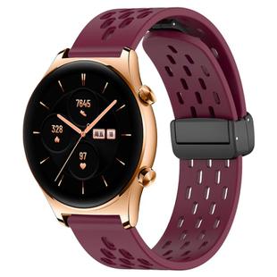 For Honor Watch GS 3 22mm Folding Magnetic Clasp Silicone Watch Band(Wine Red)
