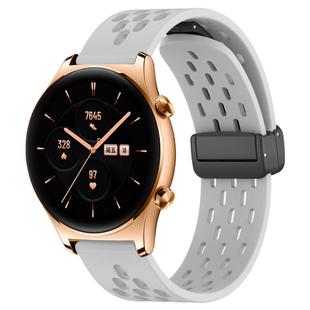 For Honor Watch GS 3 22mm Folding Magnetic Clasp Silicone Watch Band(Light Grey)