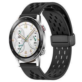 For Honor Watch GS 3i 22mm Folding Magnetic Clasp Silicone Watch Band(Black)