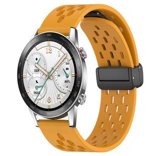 For Honor Watch GS 3i 22mm Folding Magnetic Clasp Silicone Watch Band(Yellow)