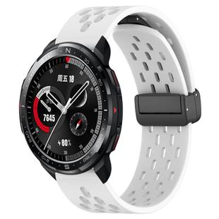 For Honor Watch GS Pro 22mm Folding Magnetic Clasp Silicone Watch Band(White)