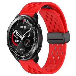 For Honor Watch GS Pro 22mm Folding Magnetic Clasp Silicone Watch Band(Red)