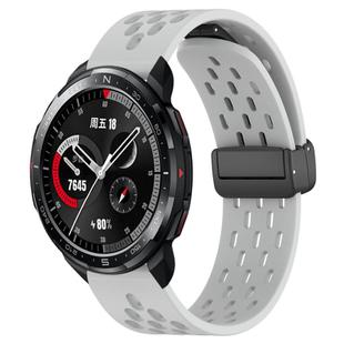 For Honor Watch GS Pro 22mm Folding Magnetic Clasp Silicone Watch Band(Light Grey)