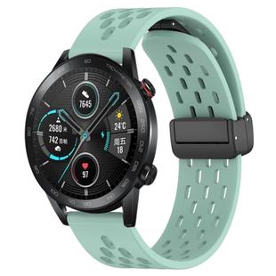 For Honor Magic Watch 2 46mm 22mm Folding Magnetic Clasp Silicone Watch Band(Teal)