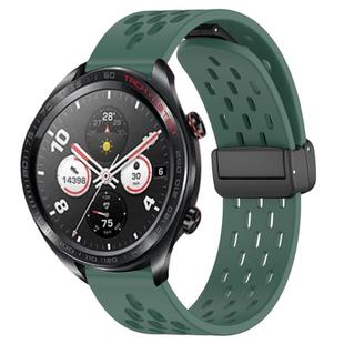 For Honor Watch Dream 22mm Folding Magnetic Clasp Silicone Watch Band(Dark Green)