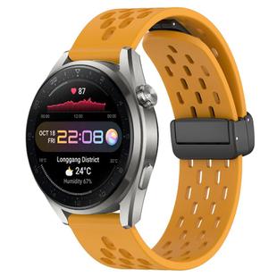 For Huawei Watch 3 Pro New 22mm Folding Magnetic Clasp Silicone Watch Band(Yellow)
