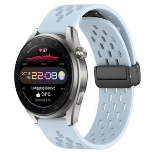 For Huawei Watch 3 Pro New 22mm Folding Magnetic Clasp Silicone Watch Band(Light Blue)