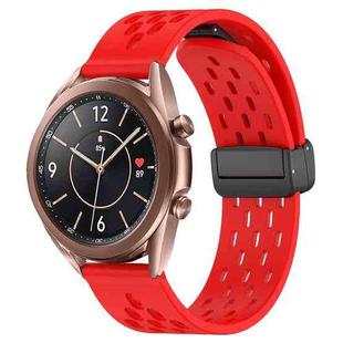 For Samsung Galaxy Watch3 41mm 20mm Folding Magnetic Clasp Silicone Watch Band(Red)