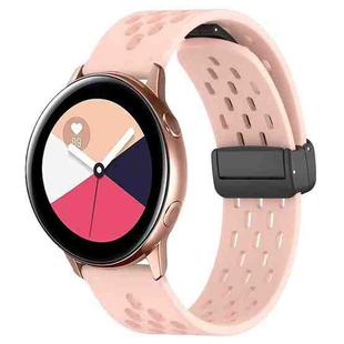 For Samsung Galaxy Watch Active 20mm Folding Magnetic Clasp Silicone Watch Band(Light Pink)