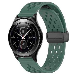 For Samsung Gear S2 Classic 20mm Folding Magnetic Clasp Silicone Watch Band(Dark Green)