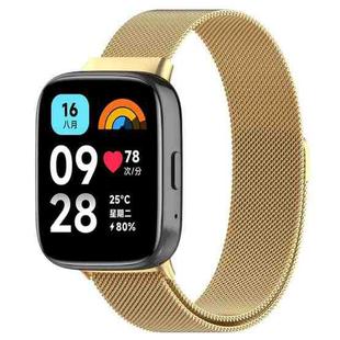 For Redmi Watch 3 Active Milan Magnetic Steel Mesh Watch Band(Gold)