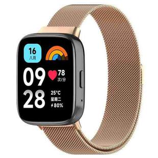 For Redmi Watch 3 Active Milan Magnetic Steel Mesh Watch Band(Rose Gold)