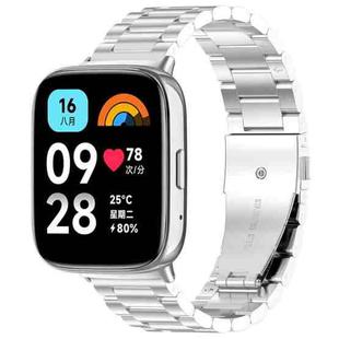 For Redmi Watch 3 Lite Three Bead Stainless Steel Metal Watch Band(Silver)