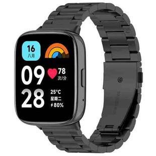 For Redmi Watch 3 Active Three Bead Stainless Steel Metal Watch Band(Black)