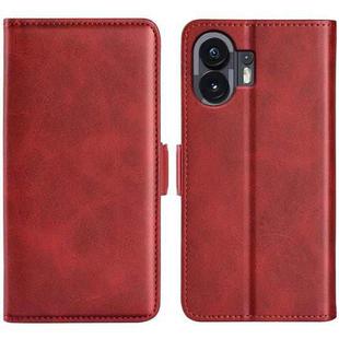 For Nothing Phone 2 Dual-side Magnetic Buckle Horizontal Flip Leather Phone Case(Red)