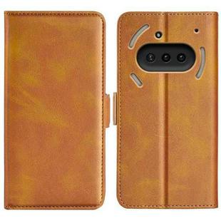 For Nothing Phone 3a Dual-side Magnetic Buckle Horizontal Flip Leather Phone Case(Yellow)