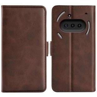 For Nothing Phone 3a Dual-side Magnetic Buckle Horizontal Flip Leather Phone Case(Brown)