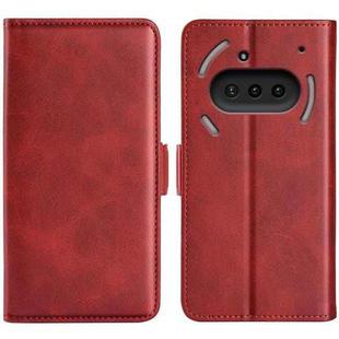 For Nothing Phone 3a Dual-side Magnetic Buckle Horizontal Flip Leather Phone Case(Red)