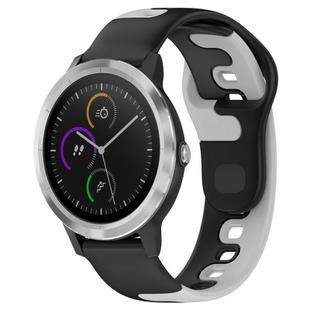 For Garmin Vivoactive 3 20mm Double Color Silicone Watch Band(Black+Grey)