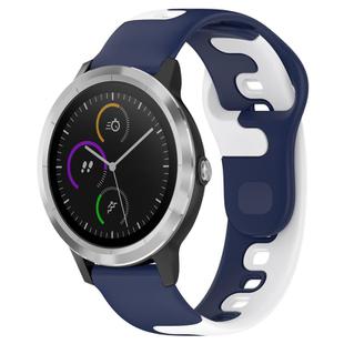 For Garmin Vivoactive 3 20mm Double Color Silicone Watch Band(Blue+White)