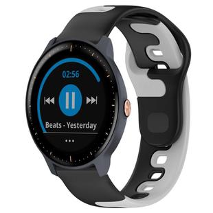 For Garmin Vivoactive3 Music 20mm Double Color Silicone Watch Band(Black+Grey)