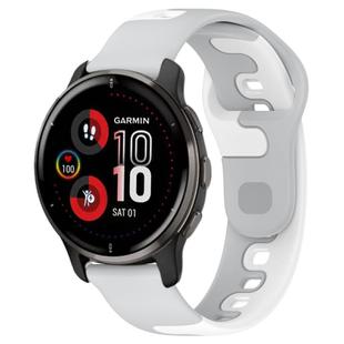 For Garmin Venu 2 Plus 20mm Double Color Silicone Watch Band(Grey+White)