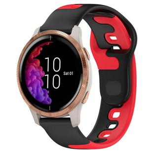 For Garmin Venu 20mm Double Color Silicone Watch Band(Black+Red)