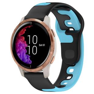 For Garmin Venu 20mm Double Color Silicone Watch Band(Black+Blue)