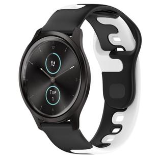 For Garmin VivoMove Style 20mm Double Color Silicone Watch Band(Black+White)