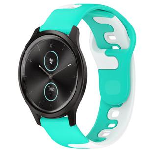 For Garmin VivoMove Style 20mm Double Color Silicone Watch Band(Cyan+White)