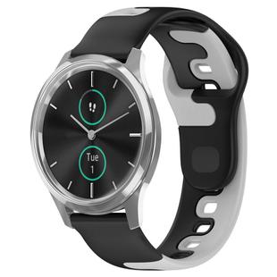 For Garmin VivoMove Luxe 20mm Double Color Silicone Watch Band(Black+Grey)