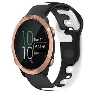For Garmin Forerunner 645 20mm Double Color Silicone Watch Band(Black+White)