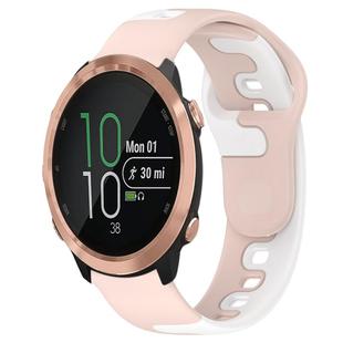 For Garmin Forerunner 645 Music 20mm Double Color Silicone Watch Band(Pink+White)
