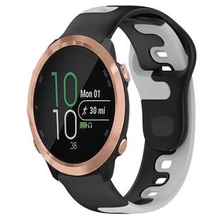 For Garmin Forerunner 645 Music 20mm Double Color Silicone Watch Band(Black+Grey)