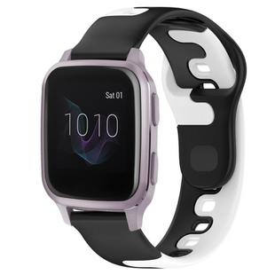 For Garmin Forerunner Sq2 20mm Double Color Silicone Watch Band(Black+White)