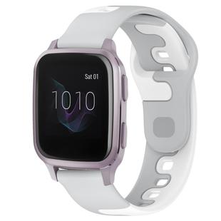 For Garmin Forerunner Sq2 20mm Double Color Silicone Watch Band(Grey+White)