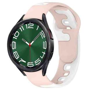 For Samsung Galaxy Watch 6 Classic 47mm 20mm Double Color Silicone Watch Band(Pink+White)