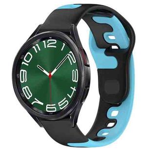 For Samsung Galaxy Watch 6 Classic 47mm 20mm Double Color Silicone Watch Band(Black+Blue)