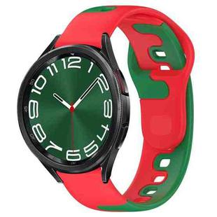 For Samsung Galaxy Watch 6 Classic 47mm 20mm Double Color Silicone Watch Band(Red+Green)