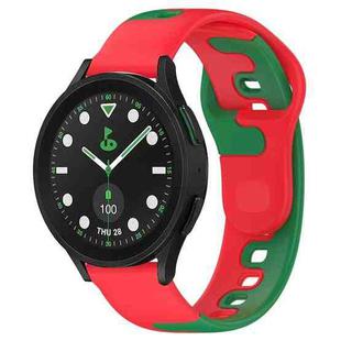 For Samsung Galaxy watch 5 Golf Edition 20mm Double Color Silicone Watch Band(Red+Green)