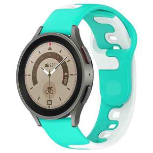 For Samsung Galaxy Watch 5 Pro  45mm 20mm Double Color Silicone Watch Band(Cyan+White)