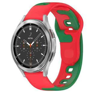 For Samsung  Galaxy Watch 4 Classic 42mm 20mm Double Color Silicone Watch Band(Red+Green)