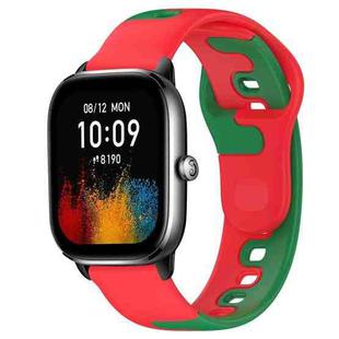 For Amazfit GTS 4 Mini 20mm Double Color Silicone Watch Band(Red+Green)