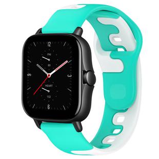 For Amazfit GTS 2E 20mm Double Color Silicone Watch Band(Cyan+White)