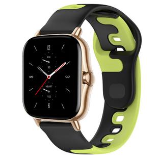 For Amazfit GTS 2 20mm Double Color Silicone Watch Band(Black+Green)