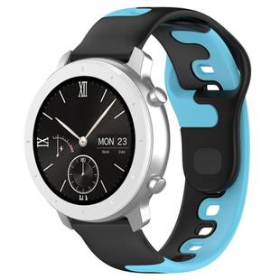 For Amazfit Pop 20mm Double Color Silicone Watch Band(Black+Blue)