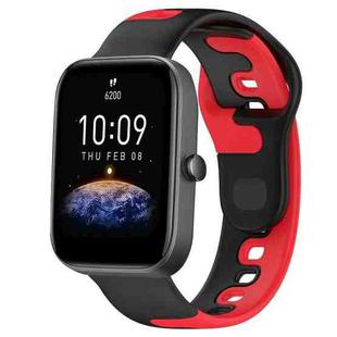 For Amazfit Bip3 20mm Double Color Silicone Watch Band(Black+Red)