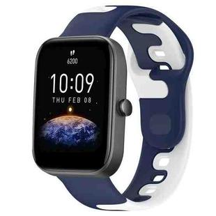 For Amazfit Bip3 20mm Double Color Silicone Watch Band(Blue+White)