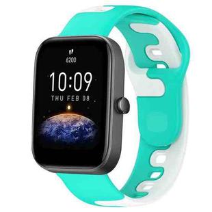 For Amazfit Bip3 20mm Double Color Silicone Watch Band(Cyan+White)