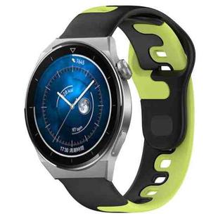 For Huawei Watch GT3 Pro 43mm 20mm Double Color Silicone Watch Band(Black+Green)